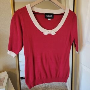 Collectif red knit shirt sleeve top size M